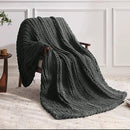 Chunky Knit Throw Blanket, 60''*80'' Knitted Throw Chenille Yarn for Bed Couch, Handmade Dark Grey Crochet Big Thick Blanket, Machine Washable Cute Comfy Blanket for Home Decor by CozyNest Decor