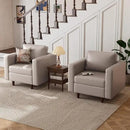 Faux Leather Oversized Accent Chair with Storage Deep Seat Single Sofa Large Reading Armchair for Living Room Bedroom Office Whitesand Set of 2 by CozyNest Decor