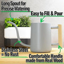 35 oz Metal Small Indoor Watering Can with Long Spout & Real Wood Handle for House Plants, Succulents, Cacti & Seedlings - Gray Long Spout Watering Can Indoor Plants - Stylish, Gentle Flow, No Spills by GreenHaven Gardens