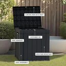 50 Gallon Storage Box, Waterproof Deck Box for Indoor & Outdoor Use, Lockable Pool Storage Bin for Package Delivery, Outdoor Bench for Patio Cushions, Garden Tools, Backyard, Black by CozyNest Decor