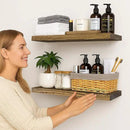 BGMG 30 inch Walnut Floating Shelves for Wall Set of 2,High End Solid Real Wood 30 in Floating Shelf,Rustic Wooden Wall Mount Shelves,Heavy Duty Bracket,30x6.7x1.25 inch by CozyNest Decor