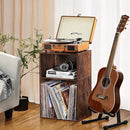 LEYAOYAO 2 Cube Bookshelf,Brown Record Player Stand Holds up to 100 Albums, Mini Wood Book Shelf Storage Organizer,Turntable Stand with Vinyl Storage Cabinet, Narrow Open Bookcase for Small Spaces by CozyNest Decor