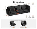 Oversized Modular Sofa, Extra Deep Cloud Corduroy Sectional Couch with Ottoman Chaise, Fluffy Chenille 3 Seater Sofa for Living Room, Villa (Basic 3 Seater, Corduroy Black) by CozyNest Decor