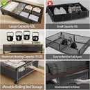 Under Bed Storage Containers with Wheels, 2 Pack Underbed Shoe Storage Organizer with Removable Lids, Large Rolling Under Bed Storage Dresser Drawers for Clothes Toys Shoes Blankets by CozyNest Decor
