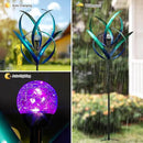 Outdoor Wind Spinners with Solar Light, 82'' Metal Large Spinner Yard Art, Peacock Blue Wind Sculptures for Garden Lawn Patio, Gifts for Family by CozyNest Decor