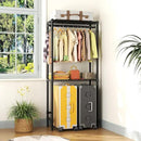 Over Washer and Dryer Shelves,2 Tier Adjustable Height Wire Shelving Laundry Room Storage Organization Clothes Drying Rack with Hanger Rod&Hooks,Space Saving Organizers Shelf,Black by CozyNest Decor