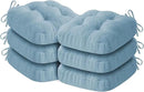 Chair Cushions for Dining Chairs, Dining Chair Cushions, Tufted Indoor Chair Pads with Ties & Non Slip Backing, Seat Cushions for Kitchen Chairs 16.5” x 16.5” x 3.5”, Set of 6, Light Blue by GreenHaven Gardens