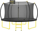 10FT 12FT 14FT 16FT Pumpkin Trampoline for Kids Adults, ASTM Approved Outdoor Recreational Trampoline with Basketball Hoop, Enclosure Net, Yellow by TinyTreasures Baby Boutique