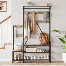 IDEALHOUSE Hall Tree with Bench and Shoe Storage Parent-Child Coat Rack Shoe Bench Industrial Coat Tree Entryway Large Organizer with Shoe Rack, Storage Cubbies, Hooks, and Top Shelf by CozyNest Decor
