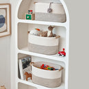 Storage Baskets for Organizing | 15"x10.2"x9.1" - 1 Pack Nursery Bin with Handles - Woven Cotton Rope Baskets for Dog Toys, Books, Shelf, Bathroom,Closet -Stylish Storage | White & Beige by TinyTreasures Baby Boutique