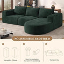 Modular Sectional Sofa with L-Shape Chaise,Cloud Sectional Modern Sleeper Couch with Deep Seat,Sponge Compression Sofas No Assembly Required(Green-Corduroy Fabric) 1PCS by CozyNest Decor