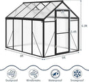 6 x 8 FT Greenhouse, Greenhouses for Outside, Polycarbonate Greenhouse with Aluminum Frame, Lockable Door and Ajustable Roof Vent for Backyard, Green Houses for Outside Garden Backyard, Patio by GreenHaven Gardens