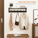 Homode Coat Hanger Wall Mount with Shelf, 29 in Hanging Rack with Storage, Entryway Shelf with Pegs for Hanging Coats, Hats, Towels, Purse, Robes, Black by CozyNest Decor