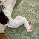 jinchan Round Rug 6ft Area Rugs Vintage Floral Distressed Design,Machine Washable Soft Non-Slip Low-Pile Ultra-Thin Circle Rug for Bedside Living Room Dining Room Bedroom (6' Round, Dark Green) by TinyTreasures Baby Boutique