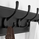 SKOLOO Large Black Wall Mounted Coat Rack - 38.6'' Long Coat Rack for Wall, Pine Solid Wood Coat Hook Hanger - 10 Hooks for Hanging Clothes Backpack Coats by CozyNest Decor