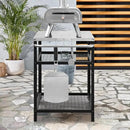 Stainless Steel Grill Cart Pizza Oven Stand Trolley Table with Wheels Pizza Cart Three-Shelf Movable Food Prep Work Dining Table with Double-Shelf Heavy Duty Outdoor 31.5" x 24 x 33.5 by CozyNest Decor