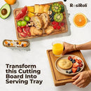 Acacia Wood Cutting Board for Kitchen - 1 inch Thick FSC Certified Wood Charcuterie Cheese Board with Side Handles and Juice Grooves, Wooden Chopping Block for Meat and Veggies, 17x12 inch by CozyNest Decor