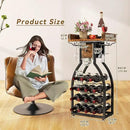 IBUYKE Wine Rack Freestanding Floor,Wine Storage 15 Bottles Bottle Rack with Glass Holders, Mini Bar Wine Cabinet with Storage Drawer for Home Bar Kitchen Dining Room,Rustic Brown,UTMJ908H by CozyNest Decor