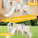 12 in 1 Toddler Outdoor Playset with Swing, Indoor Swing and Slide Set Playground for Toddlers 1-3, Durable Climber Basketball Hoop Ball Toddler Indoor Playset for Home Playground-White Grey by TinyTreasures Baby Boutique
