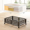 Under Bed Storage Containers With Wheels - 2 Pcs Bamboo Wood Rolling Underbed Shoe Storage Bins With Dust Bags for Clothes Blankets, Duvet Covers Snacks Toys (Black) by CozyNest Decor