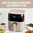 GreenLife Compact Electric Air Fryer Oven, 5.3 QT, PFAS-Free Ceramic Nonstick Drawer, 8 One Touch Digital Display, Easy View Window, Auto Shut-Off Timer, Dishwasher Safe Parts, 1500 Watts, Taupe by CozyNest Decor