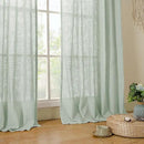 LAMIT Living Room Linen Curtains 95 Inch for Bedroom, Bronze Grommet Linen Textured Sheer Curtains Light Filtering Burlap Drapes for Farmhouse, 2 Panels, 52 x 95 Inch, Light Sage by CozyNest Decor