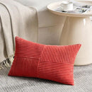 Fancy Homi 2 Packs Red Long Lumbar Decorative Throw Pillow Covers 16x24 Inch for Couch Bed Sofa, Holiday Christmas Home Decor Gift, Soft Striped Corduroy Rectangle Accent Cushion Case 40x60 cm by CozyNest Decor