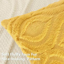 decorUhome Throw Pillow Covers 18x18 Inch Set of 2, Soft Plush Decorative Faux Fur Mustard Yellow Solid Couch Pillow Covers, Accent Farmhouse Neutral Square Euro Pillow Cases for Sofa Bed Living Room by CozyNest Decor