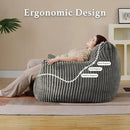 Giant Plush Bean Bag Chair for Adults with Armrests - Oversized Comfy Light Grey Beanbag Lounge Lazy Floor Sofa Accent Chair for Living Room, Bedroom & Dorm, Cozy Fluffy Single Cloud Mini Couch by CozyNest Decor