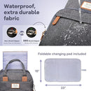 RUVALINO Diaper Bag Backpack, Multifunction Travel Pack Maternity Baby Changing Bags, Large Capacity, Waterproof, Dark Gray by TinyTreasures Baby Boutique