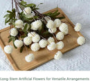 Faux White Kiku Flower, 10 Stems with 5 Heads Each & 4 Branches Eucalyptus Stems, Artificial Small Mini Chrysanthemum Flowers for Aesthetic Room Decor, Floral Arrangements Centerpiece by CozyNest Decor