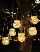 Solar Lantern Solar Lights Outdoor Waterproof 6-Pack, Solar Powered Hanging Lights Cracked Glass Hanging Globes for Christmas Decoration, Shepherd Hook, Garden Tree Ornaments, White Cap, Warm White by GreenHaven Gardens