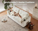 CHIC HOUSE Pull Out Sofa Bed, Full Size Sleeper Sofa, 2-in-1 Convertible Chenille Couch with USB Charging, Memory Form Corduroy Couch for Living Room, Apartment & Small Space (Beige, Chenille - Queen) by CozyNest Decor