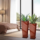 KOL 25'' & 28'' Tall Galvanized Steel Metal Glazed Planter with Insert, Set of 2, Metal Planter Pots for Indoor & Outdoor Use, Decorative Flower Plant Pots for Front Porch, Patio, Deck - Brown by CozyNest Decor