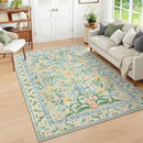 Wonnitar Washable Floral 6x9 Rug, Soft Green Area Rug Boho Non Slip Dining Room Carpet, Non-Shedding Flower Floor Carpets for Kids Bedroom Living Room Dorm Playroom by TinyTreasures Baby Boutique