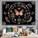 Fowocu Orange Butterfly Moon Flower Tapestry Boho Floral Plant Tapestries for Bedroom Aesthetic Tapastry's Wall Hanging Mandala Botanical Wall Tapestry for Living Room Dorm (Yellow, 90'' × 68'') by CozyNest Decor
