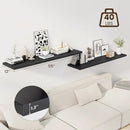 55" Floating Shelves for Wall, 12" Deep Slim Black Floating Shelves, Wall-Mounted Shelves for Bedroom, Living Room, Kitchen, Bathroom - Set of 2 by CozyNest Decor