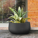 Kante 19.6" Dia Round Concrete Planter, Cement Plant Pots with Drainage Hole and Rubber Plug for Outdoor Indoor Garden Home, Modern Curvaceous Design, Black by GreenHaven Gardens