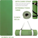 Extra Thick Exercise Yoga Mat with Strap - 2/5 Inch (10MM), Non-Slip Workout Mat for Yoga, Pilates, and Floor Exercises by TinyTreasures Baby Boutique