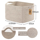 COMFY-HOMI 3PACK Cotton Rope Woven Basket With Handles for Shelves, Toy, Book, Cloth Storage Basket for Organizing|13.5" x 11" x 9.5" Decorative Nursery Cube Bin for Living Room（all brown） by TinyTreasures Baby Boutique