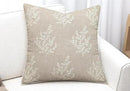 VAGMINE Embroidered Leaves Throw Pillow Cover - 20x20 Inches Square - 100% Linen Natural Throw Pillowcase - Elegant Neutral Leaf Design - Minimalist Rustic Home Accent for Sofa, Bed, Couch, Lounge by CozyNest Decor