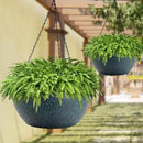 WOUSIWER 13 inch 2 Pack Large Hanging Planters for Indoor Outdoor Plants with Drainage Holes and Chain, Round Hanging Flower Pots for Garden Home Porch Decor, Black with Green Speckles by GreenHaven Gardens