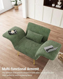 Txtin's Comfy Accent Chair Reading Chair for Bedroom Cozy Wing Arm Living Room Single Sofa Chair with Angle Adjustable Arms Green Corduroy Easy Assembly by CozyNest Decor