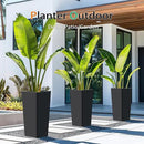 Tall Planters for Outdoor Plants, Large Resin Flower Pots for Garden, Front Porch, Patio, Indoor - Set of 2 (Black, 32 inch - 2 Pack) by CozyNest Decor