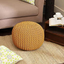 REDEARTH · Round Pouf Ottoman - Hand Knitted Cable Boho Poof Home Décor Pouffe Circular Footrest for Living Room - Bedroom - Lounge - Nursery - 100% Cotton Poufs (19.5"x19.5"x14") - Mustard by CozyNest Decor