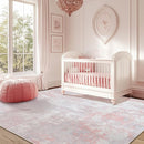 Washable Area Rugs 7'x9' Non-Slip Modern Abstract Soft for Living Room Entryway Bedroom Nursery, Print Pattern, Grey Pink by TinyTreasures Baby Boutique