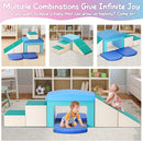 SURPCOS Foam Climbing Blocks for Toddlers - Soft Play Set for Toddlers 1-3 - Climbing Toys - Baby Climbing Gym Foam - with Slide Stairs and Tunnel - Great for All Ages (6 Pc Blue Soft Play Area Set) by TinyTreasures Baby Boutique