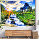Delur Mountain Waterfall Tapestry Sunset Forest Tree Nature Landscape Tapestry Wall Hanging Tropical Sunrise Rainforest Psychedelic Scenic Headboard for Bedroom Living Room Home Decor (59.1" x 78.7") by CozyNest Decor