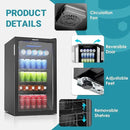 EUHOMY Beverage Refrigerator Cooler, 130 Can Mini Fridge with Glass Door for Soda Beer or Wine, Beverage Cooler for Home, Office, Bar with Adjustable Removable Shelves, Black by CozyNest Decor