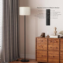 Ambimall 60'' Modern Floor Lamp with Remote, Tall Lamps for Living Room, Bedroom, Office, Dining Room, Beige Shade with Black Pole(Included Bulb) by CozyNest Decor